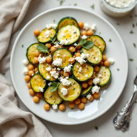 Courgettes Sautées aux Pois Chiches et Feta (Méditerranéen)