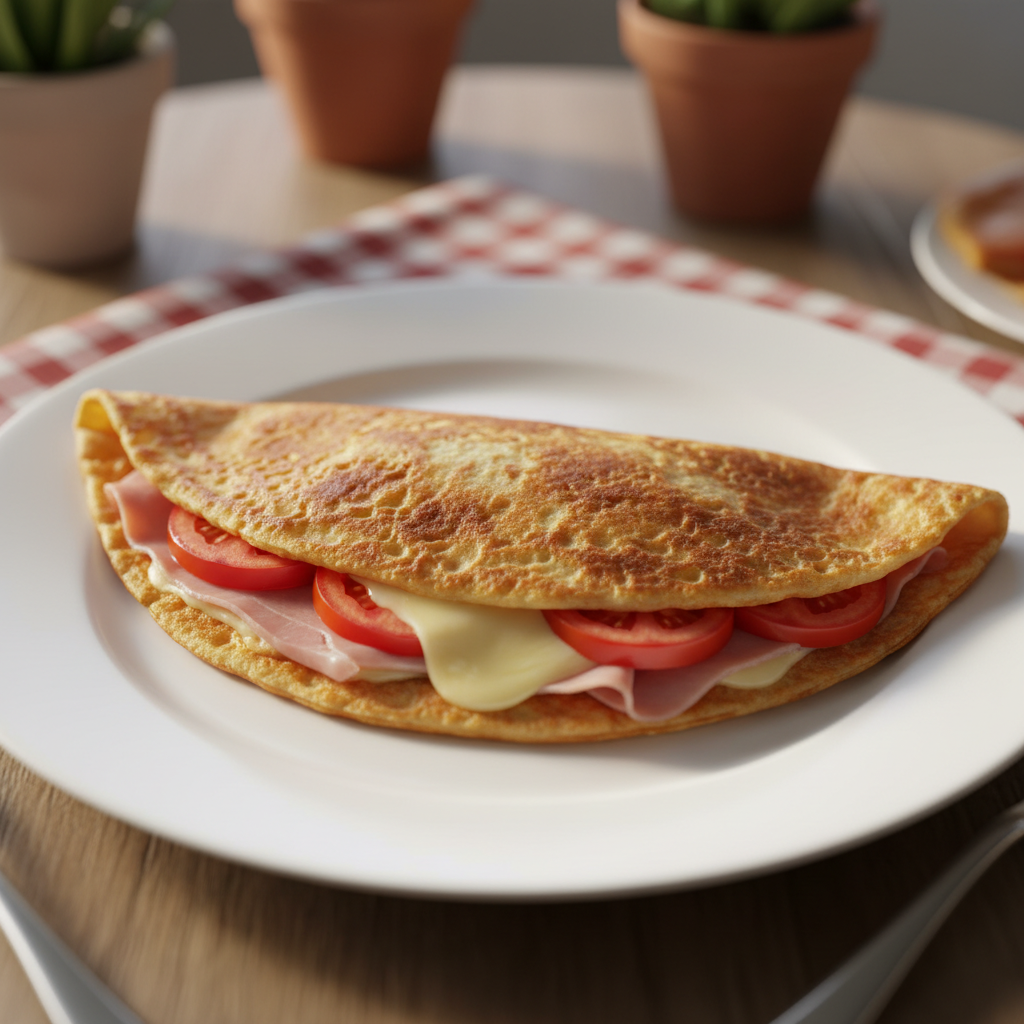 Crêpe salée jambon & fromage à la tomate