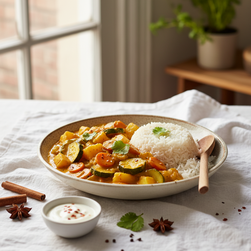 Curry de légumes et riz