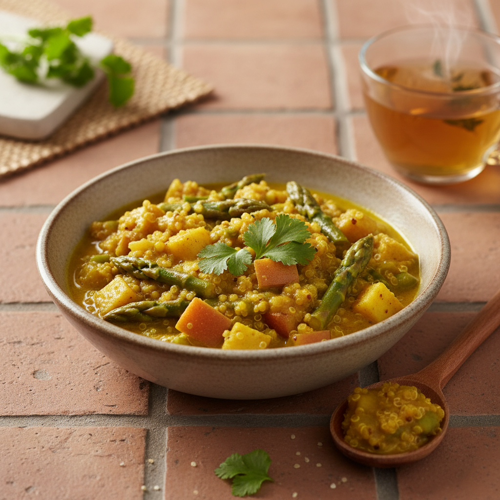 Curry d'Asperges et Pommes au Quinoa
