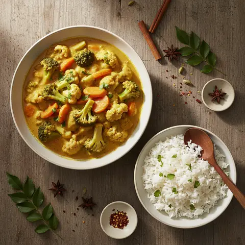 Quick Vegetable Curry with Rice