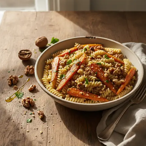 Pasta with Walnuts and Roasted Carrots