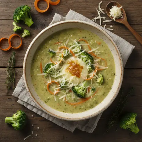 Brokkoli- und Möhrensuppe mit Gruyère