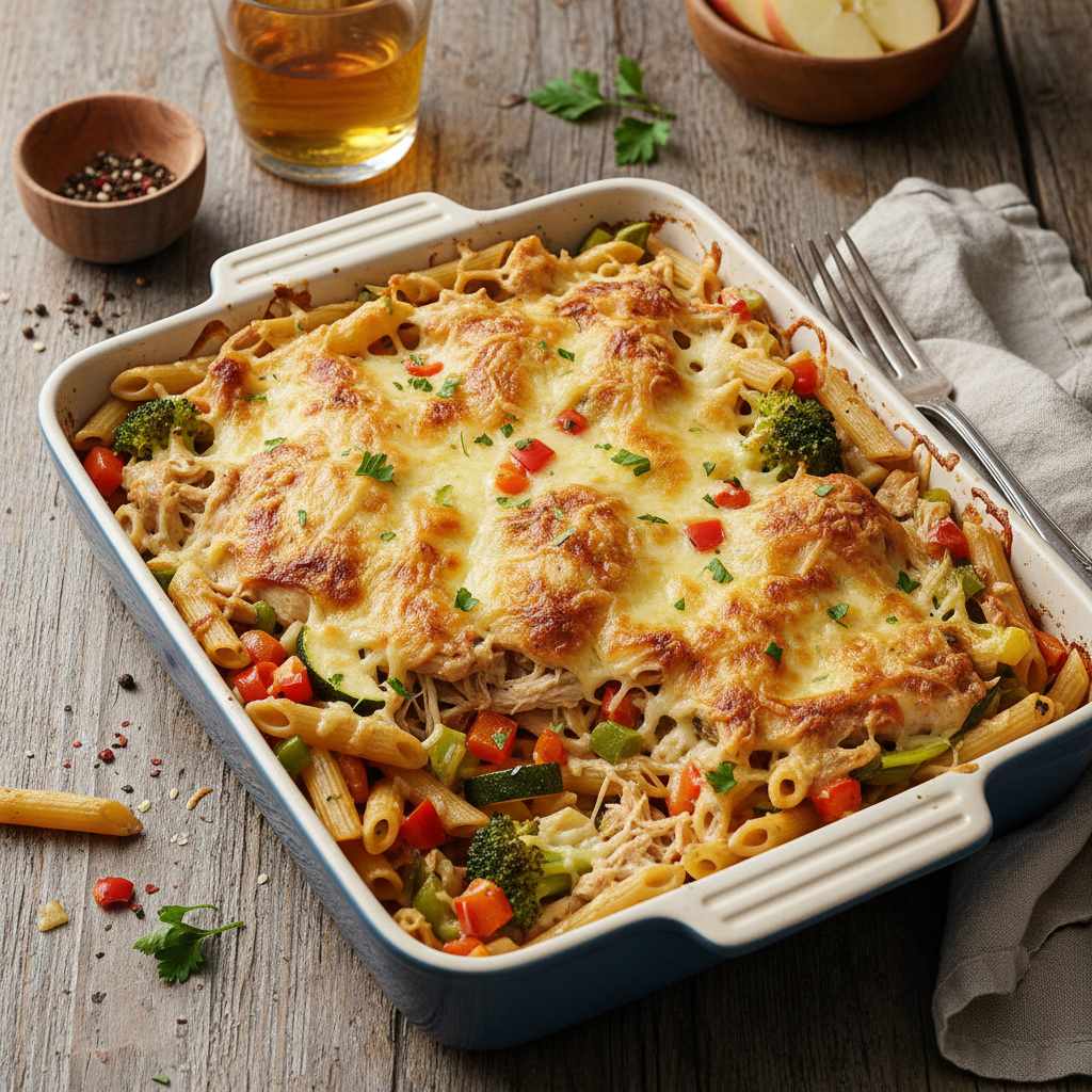 Gratin de Penne au Poulet et Légumes