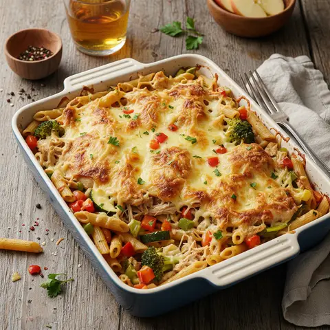 Penne-Auflauf mit Huhn und Gemüse