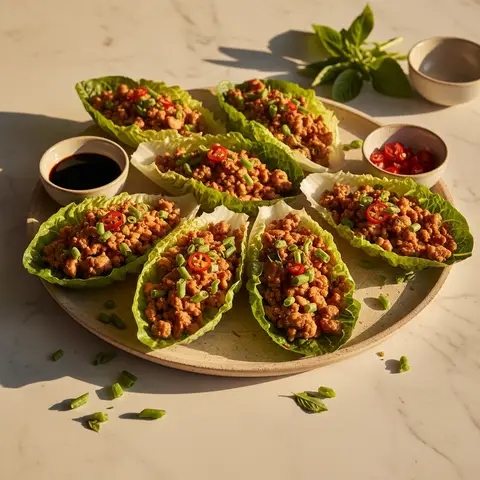 Hähnchen-Salatkörbchen mit Thai-Basilikum