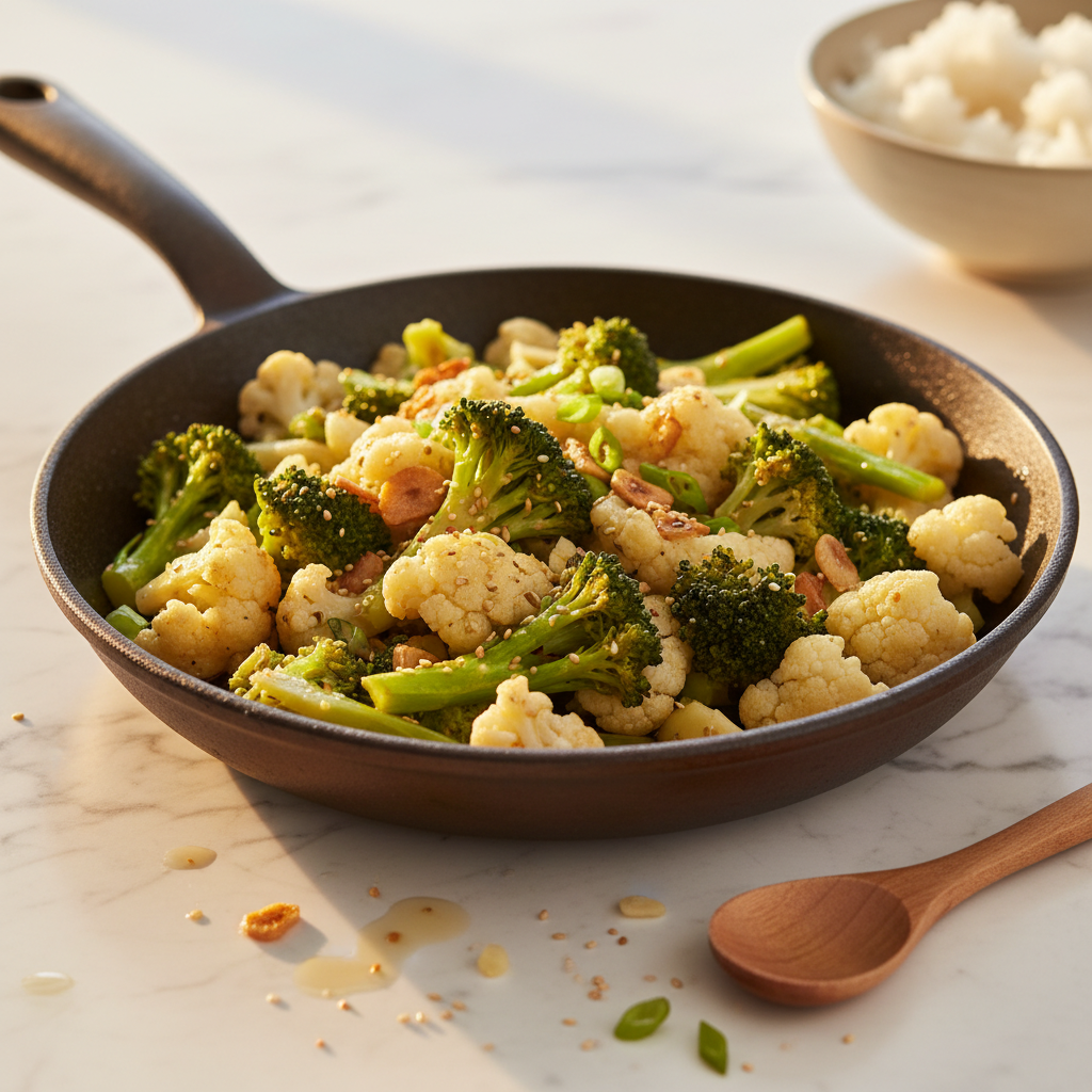 Poêlée Chou-fleur Brocoli à l'Ail et Huile