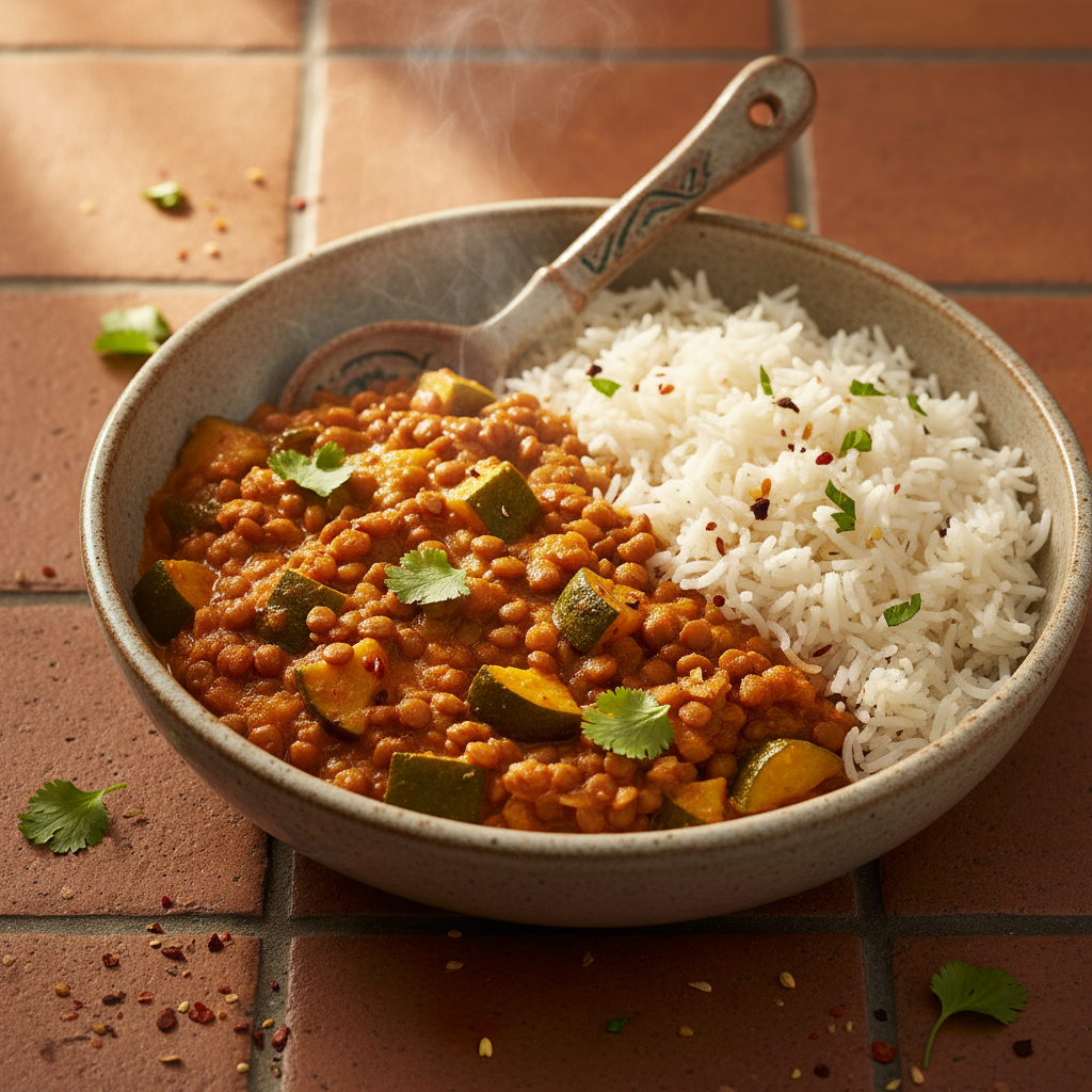 Curry de lentilles et courgettes