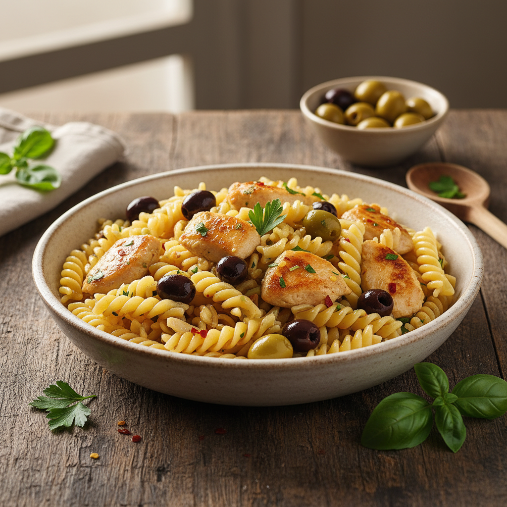 Pâtes au Poulet et Olives