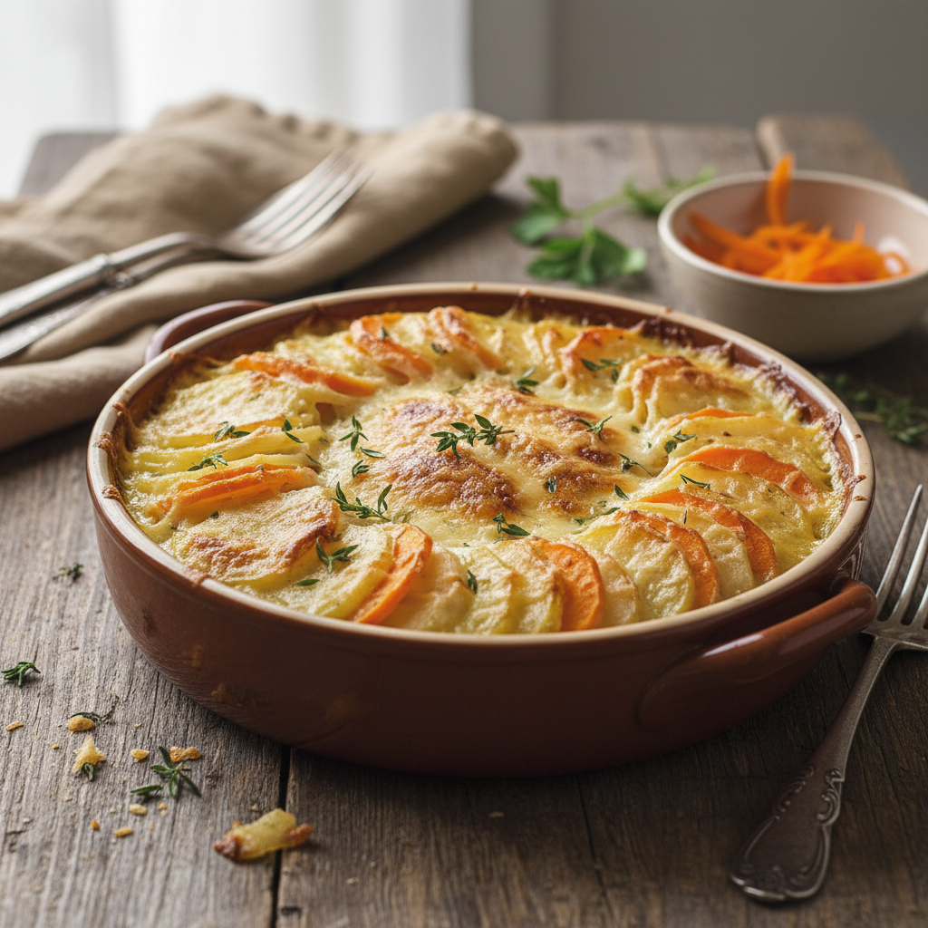 Gratin de pommes de terre et carottes