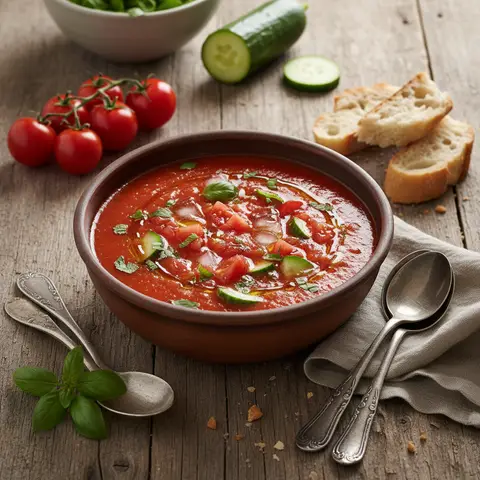 Soupe de tomate et concombre froide