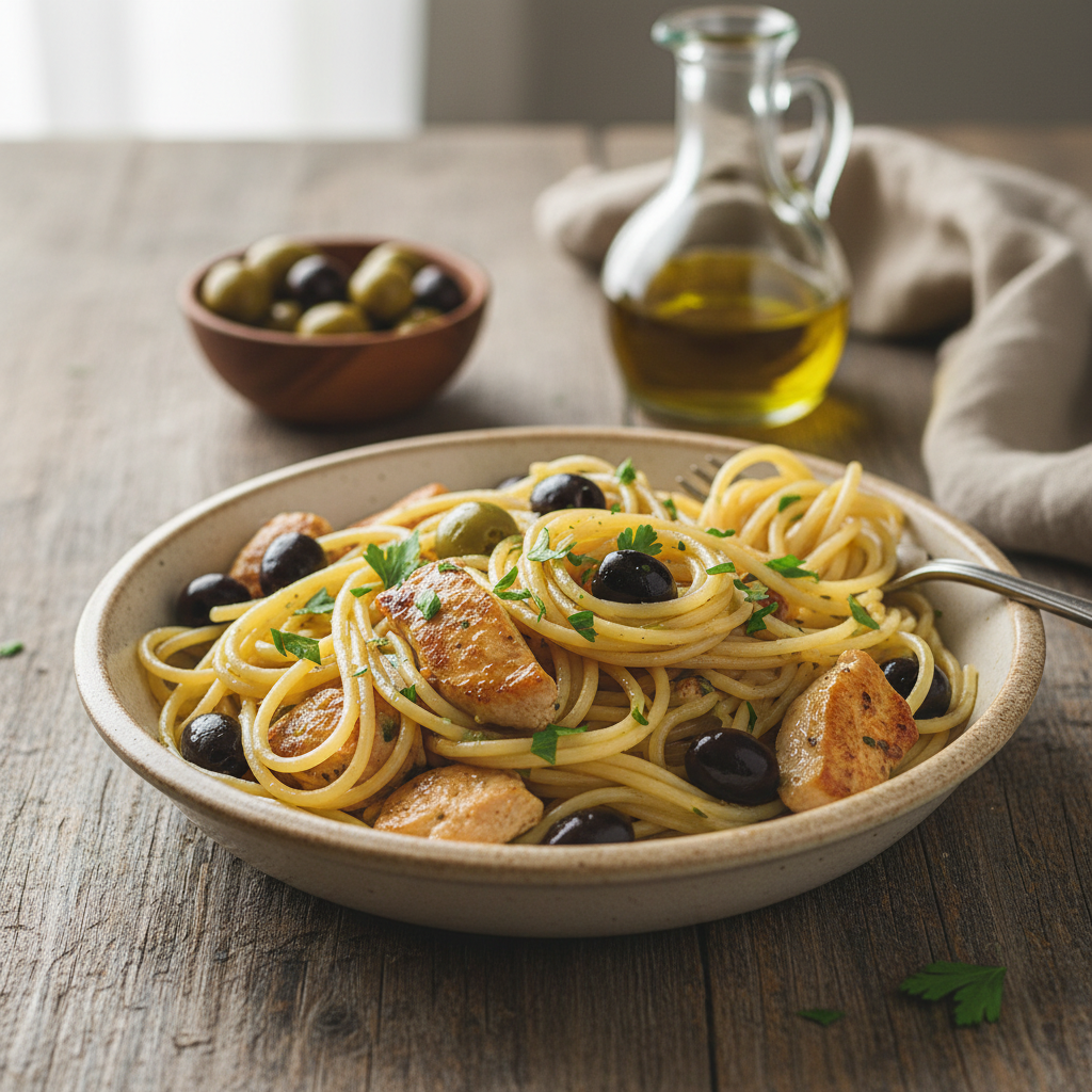 Pâtes au Poulet et Olives
