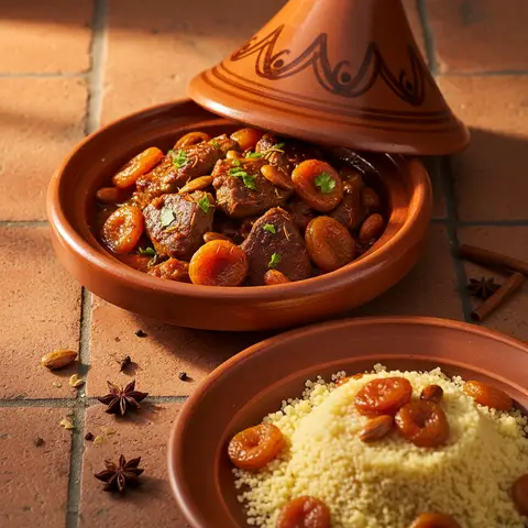 Lammtajine mit getrockneten Aprikosen
