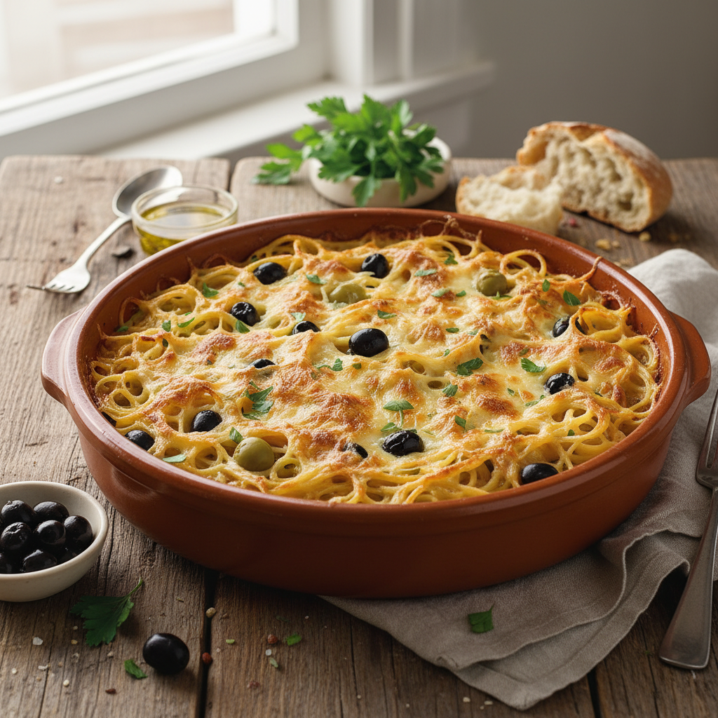 Gratin de Spaghettis aux Olives