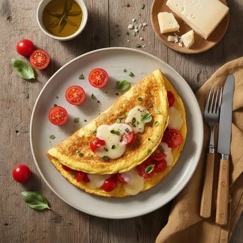 Italienisches Omelett mit Gruyère und Tomate