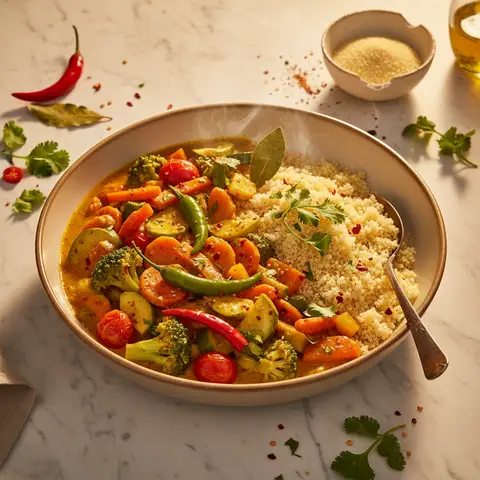 Schnelles vegetarisches Curry mit Grieß