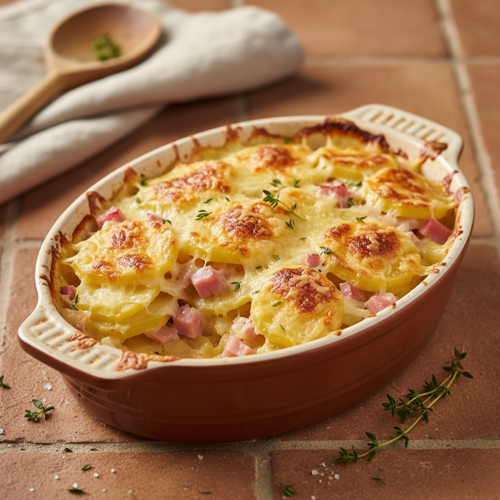 Gratin de pommes de terre et jambon