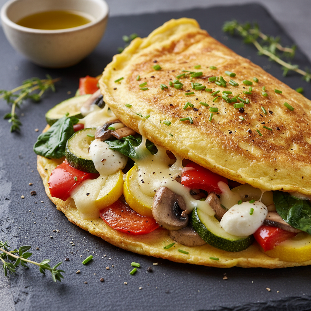 Omelette Gourmande aux Légumes et Fromage