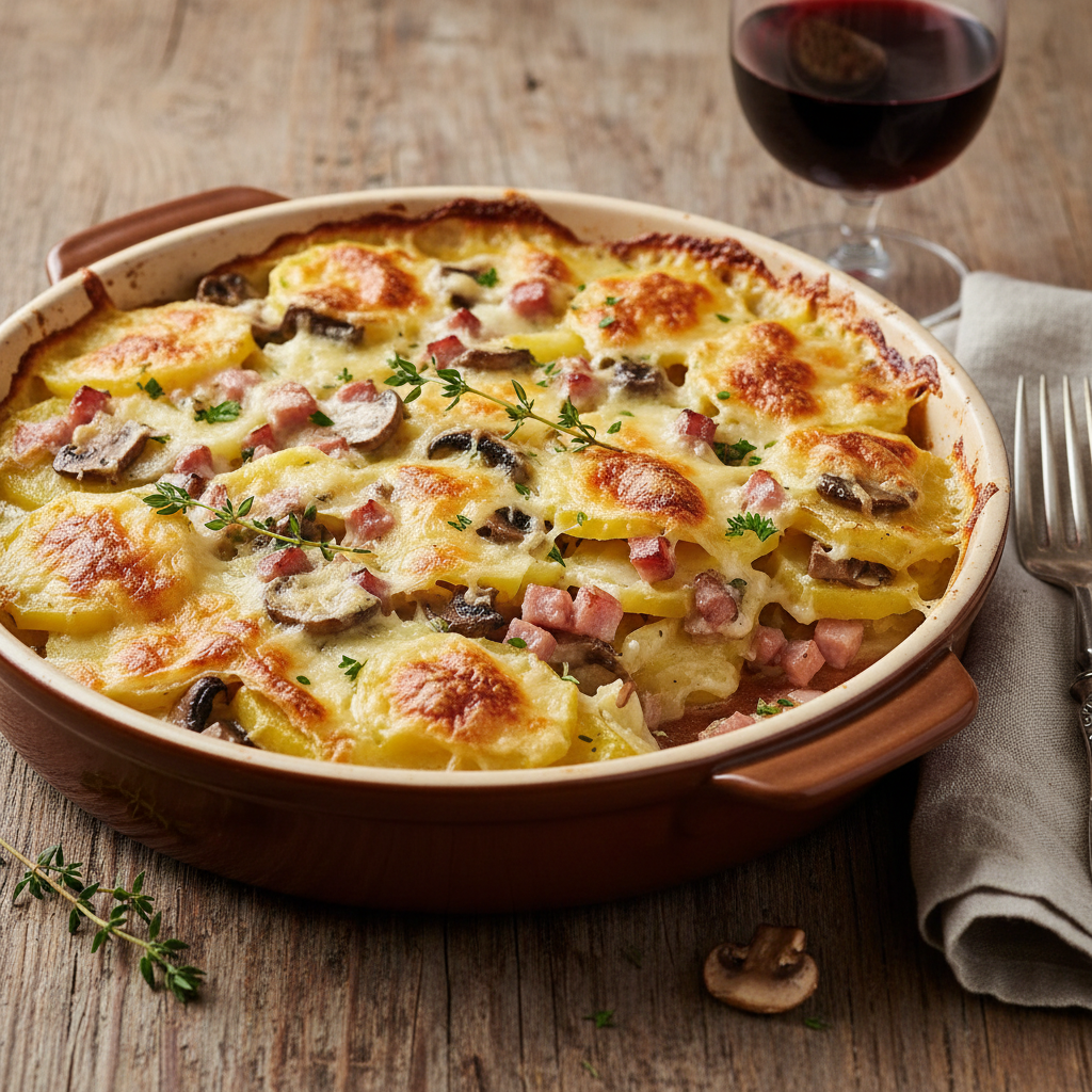 Gratin de pommes de terre et jambon