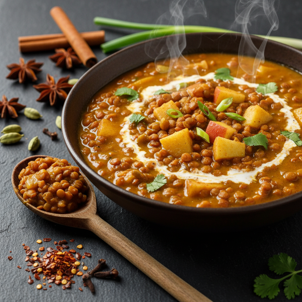 Curry de lentilles et pommes à l'indienne