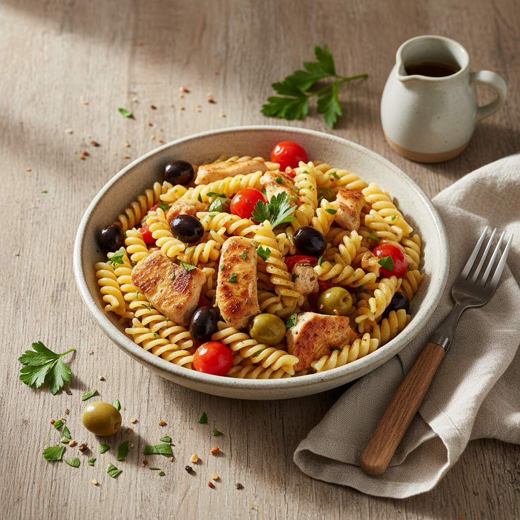 Pâtes au Poulet et Olives