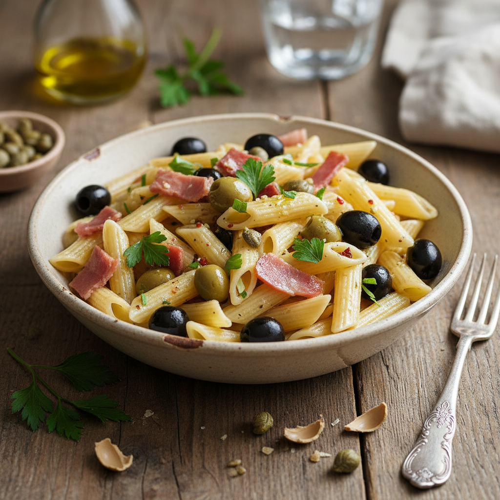 Pâtes aux Olives et Jambon