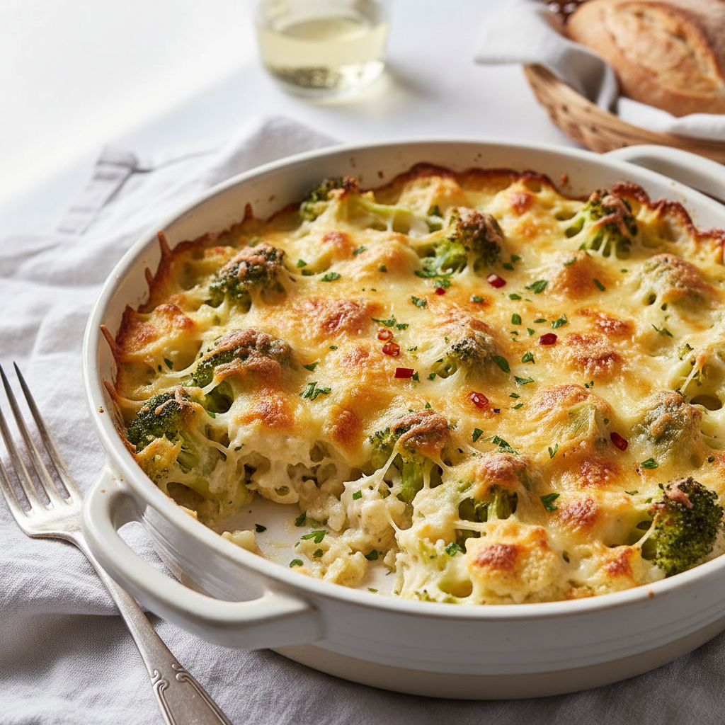 Gratin de Brocoli et Chou-fleur au Fromage