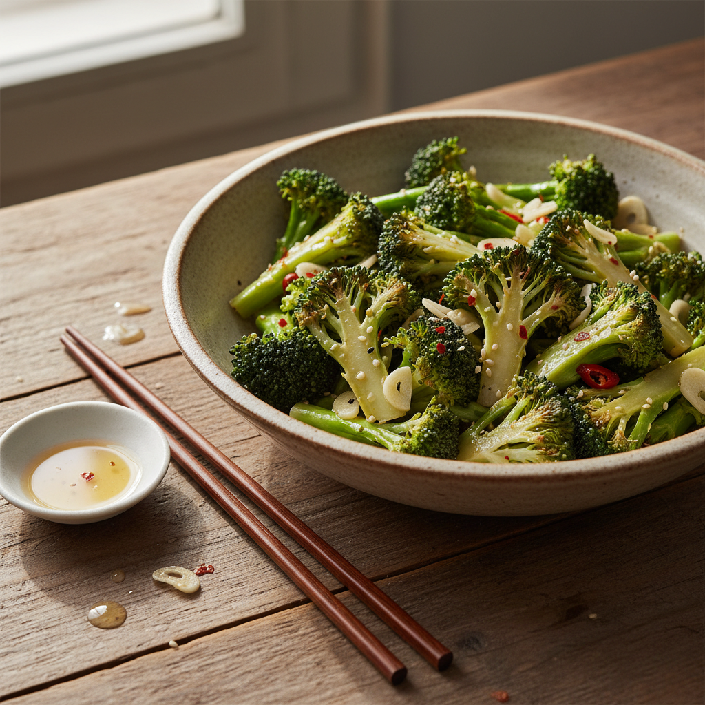 Brocolis sautés au wok avec sauce simple