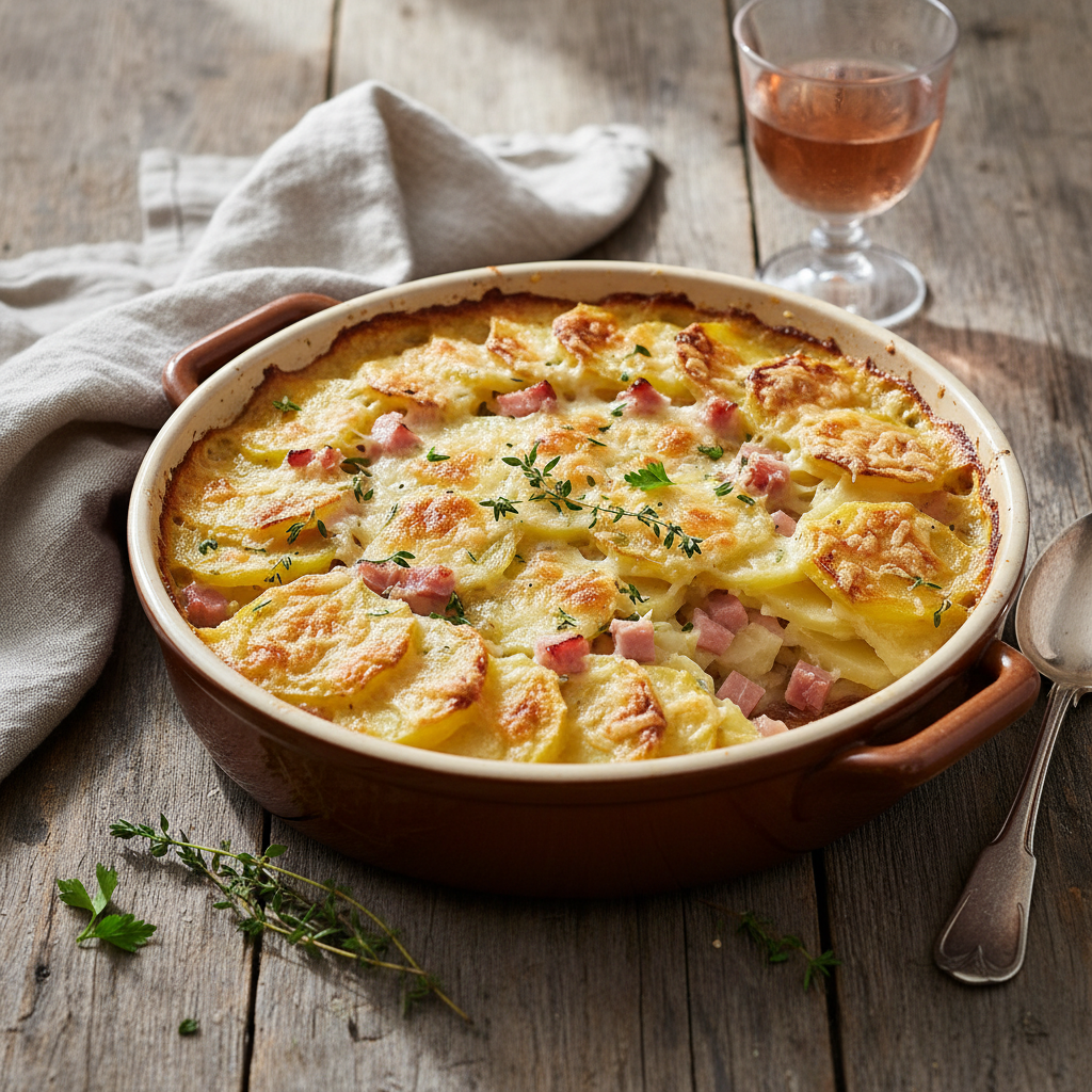 Gratin de pommes de terre et jambon