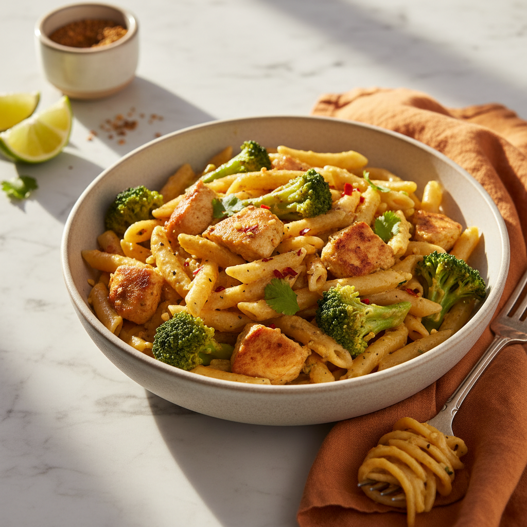 Pâtes Curry Poulet et Brocoli