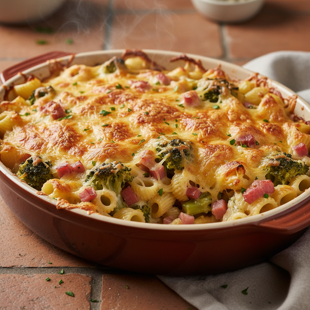 Gratin de Pâtes aux Brocoli et Jambon