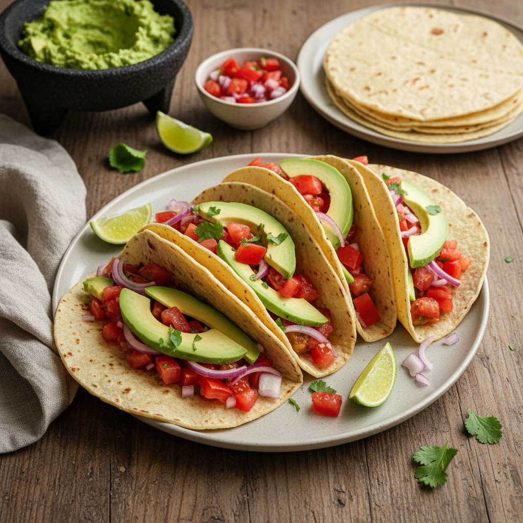 Tacos Végétariens à la Tomate et Avocat