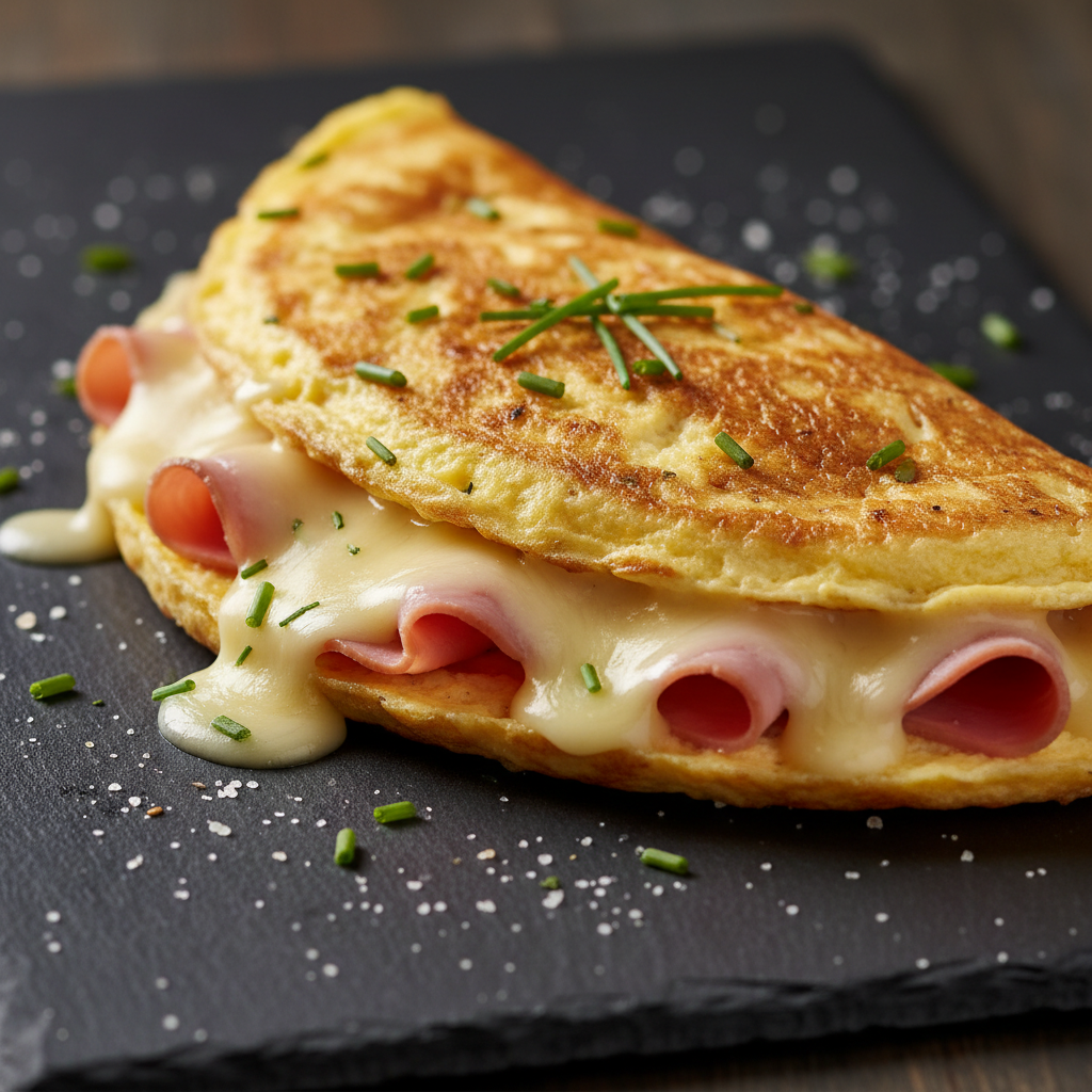 Omelette au fromage et jambon