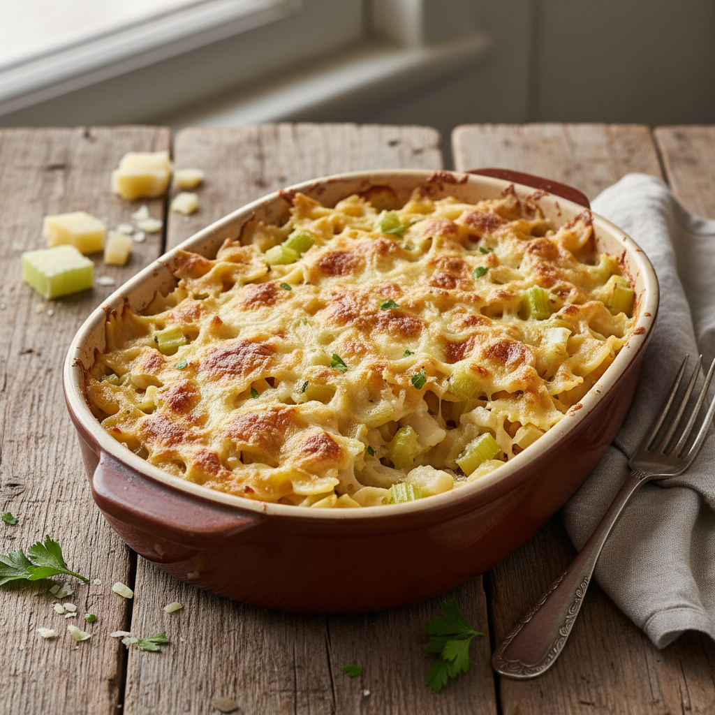 Gratin de Farfalles au Comté et Céleri