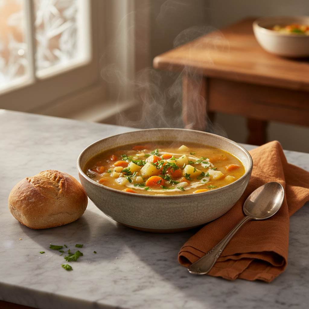 Soupe réconfortante aux pommes de terre et carottes