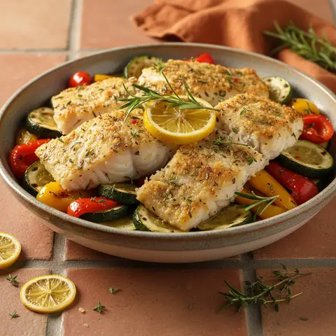 Roasted Cod Bowl with Mediterranean Vegetables