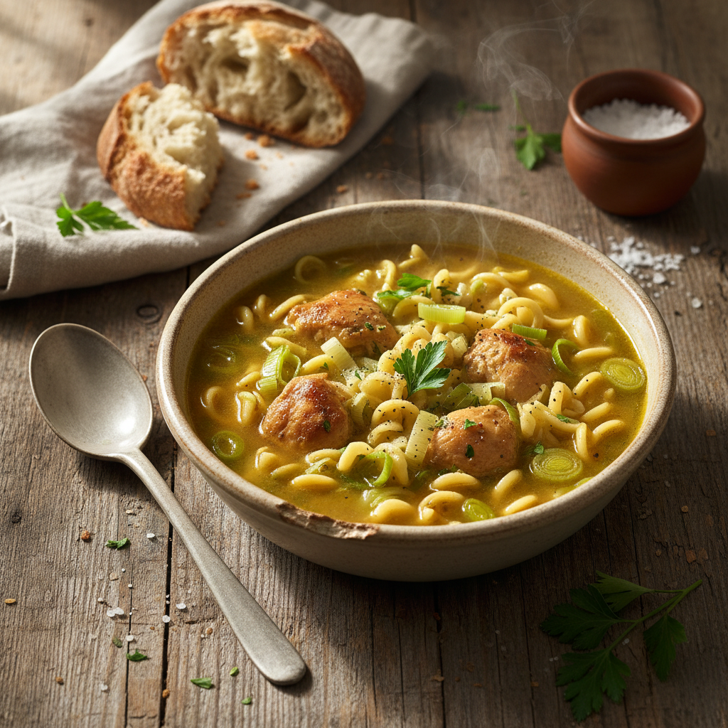 Soupe Poulet Nouilles Poireaux