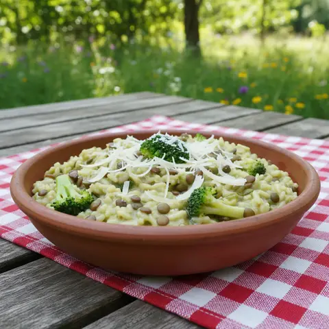 Creative Risotto with Broccoli, Lentils, and Parmesan