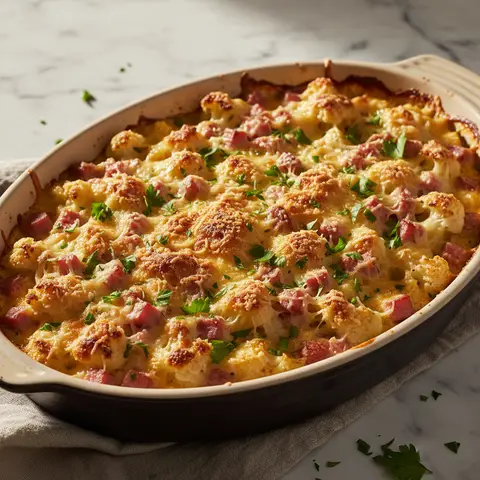 Blumenkohl-Schinken-Gratin