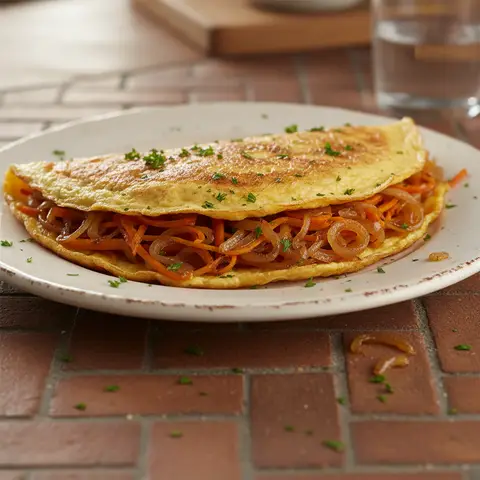 Omelette with Carrots and Caramelized Onions