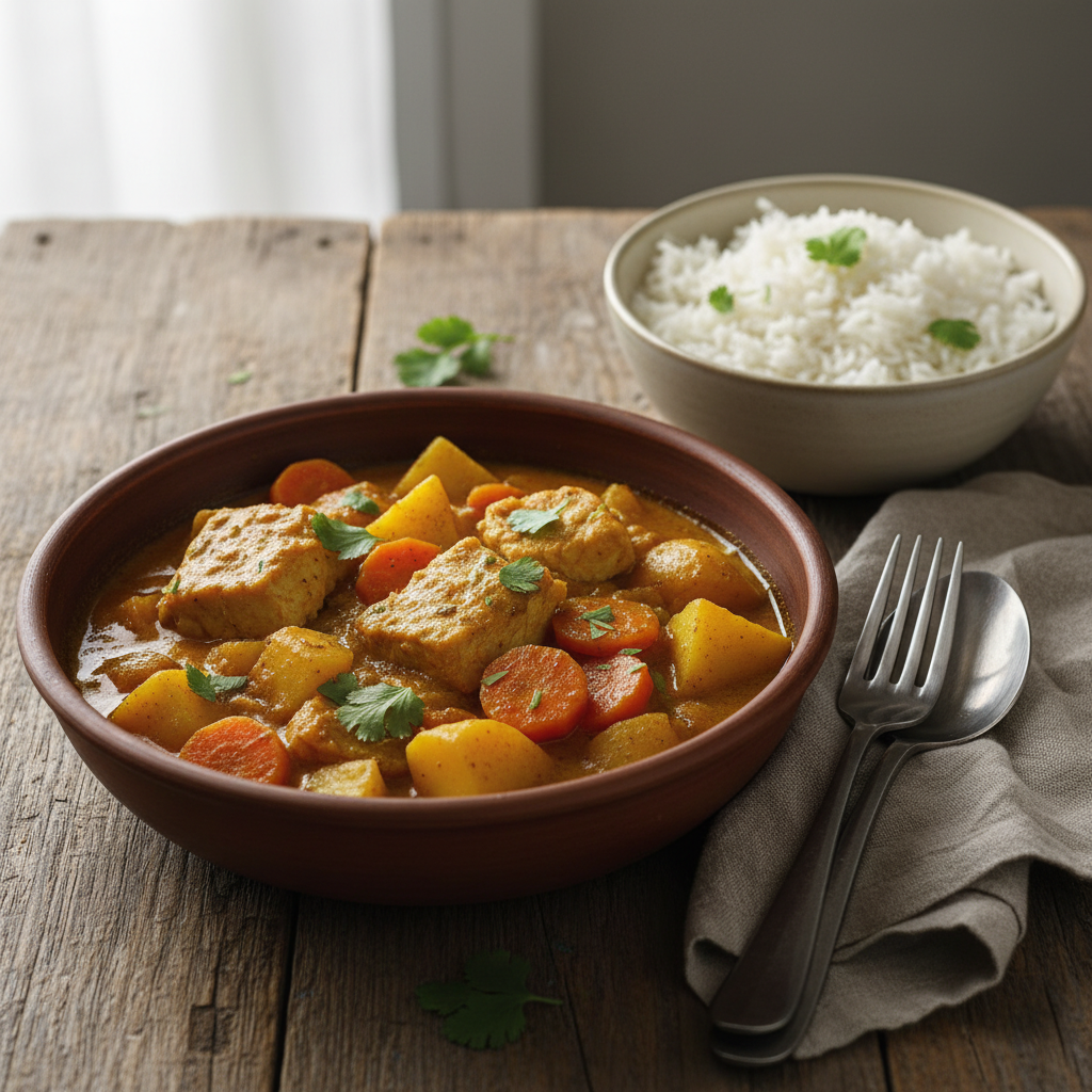 Curry de poisson aux pommes de terre et carottes