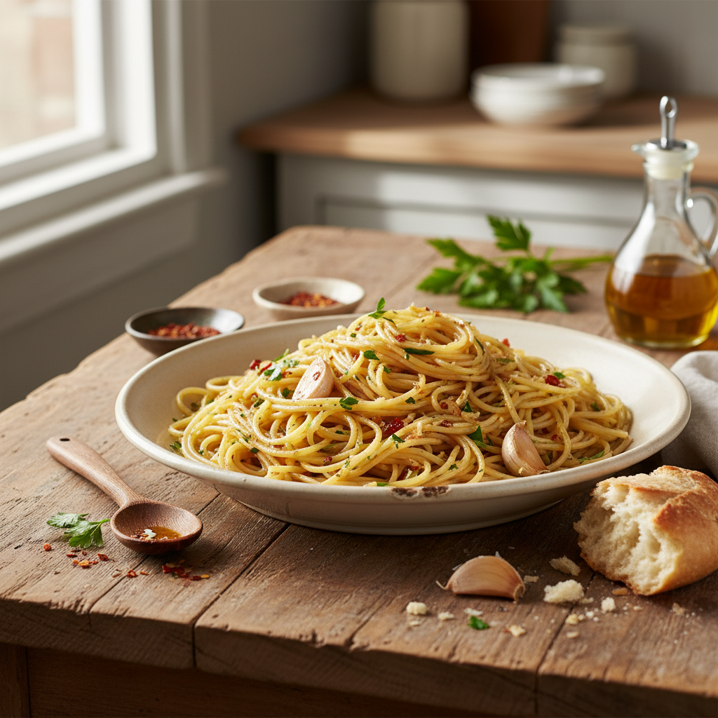 Pâtes à l'huile et l'ail (Aglio e Olio)