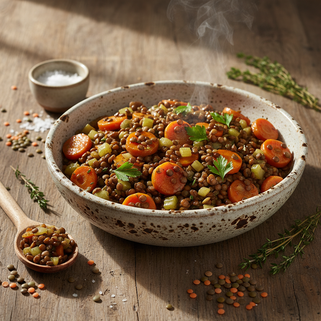 Poêlée de Carottes et Lentilles au Céleri