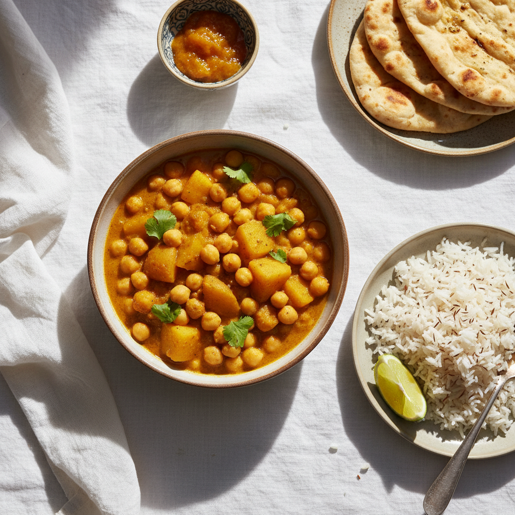 Curry de pommes de terre et pois chiches