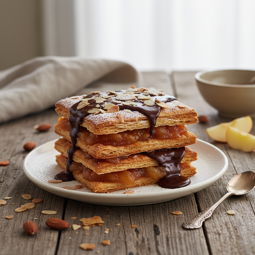 Mille-feuille de Pommes et Chocolat aux Amandes