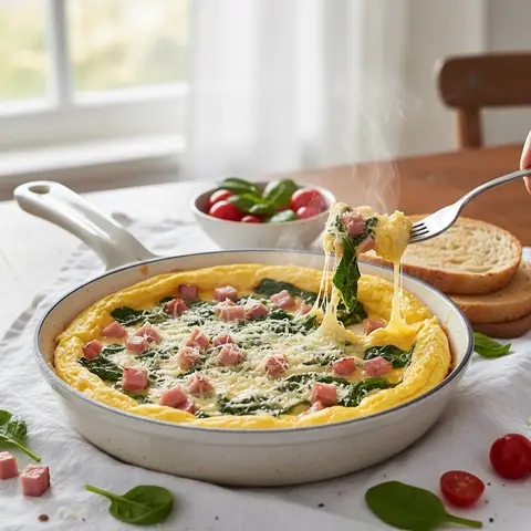 Ham, Spinach, and Cheese Omelette
