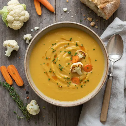 Creme-Suppe aus Blumenkohl und Möhren