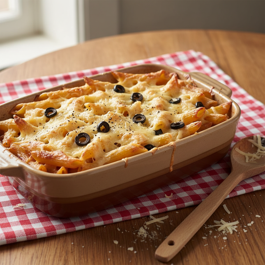 Penne aux Olives et Gruyère