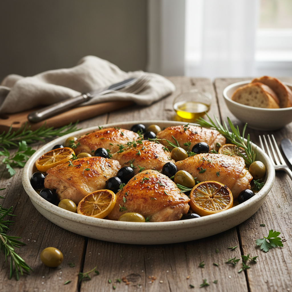 Cuisses de Poulet aux Olives à la Méditerranéenne