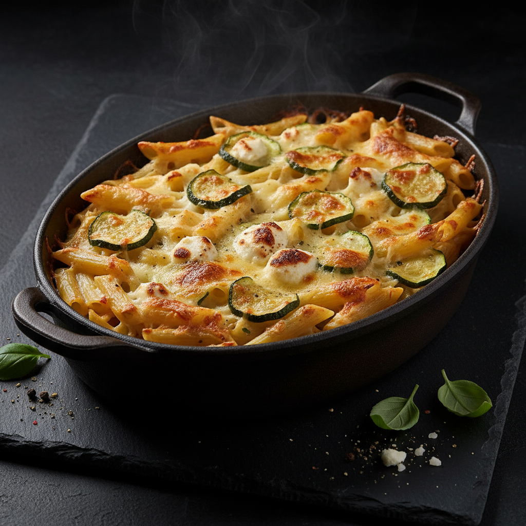 Gratin de Penne aux Courgettes et Mozzarella